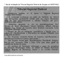Ata de instalação do Tribunal Regional Eleitoral de Sergipe